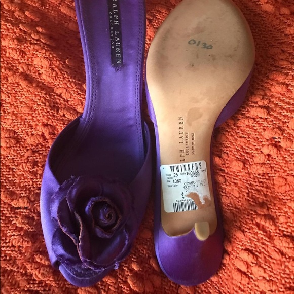 Ralph Lauren Collection Purple satin mules size 10 - Picture 2 of 4
